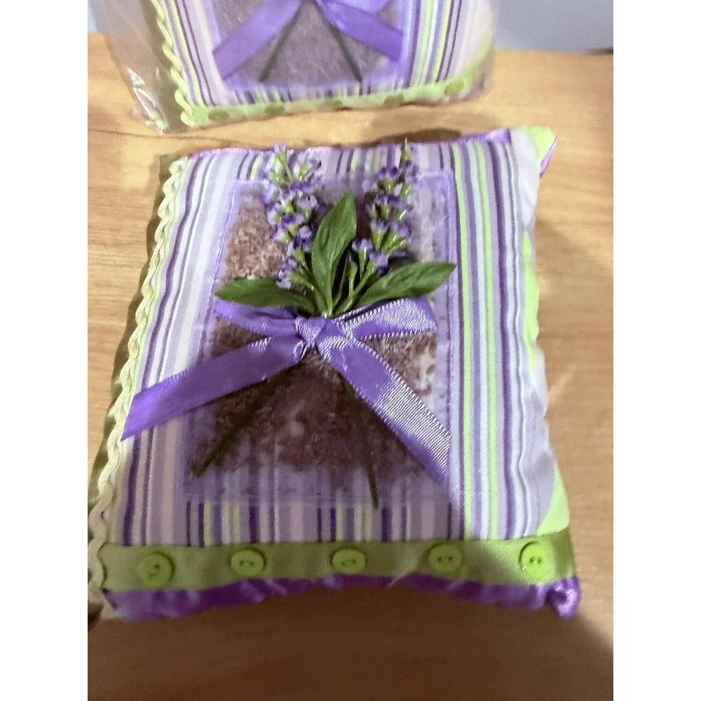 Lavender Floral Sachet Pillow Purple Green Cottage Core D